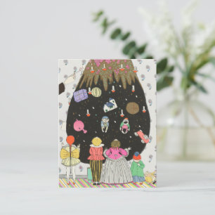 Weihnachtskarte Kinderweihbaum Feiertagspostkarte