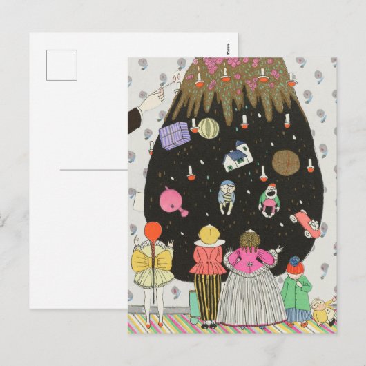 Weihnachtskarte | Kinderweihbaum Feiertagspostkarte (Vorne/Hinten)