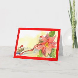 Weihnachtskarte Kiwi und Poinsettia mit Ribbon Feiertagskarte