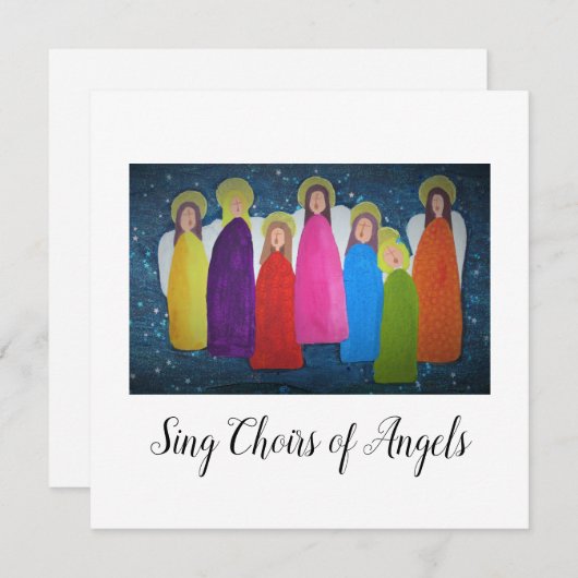 Weihnachtskarte: Lebhafter Engelchor (Vorne/Hinten)
