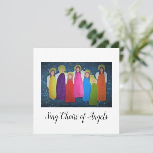 Weihnachtskarte: Lebhafter Engelchor (Stehend Vorderseite)