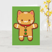 Weihnachtskarte - Lebkuchen Katze Karte (Gelbe Blume)