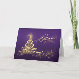 Weihnachtskarte | Lila Imitate Gold Feiertagskarte