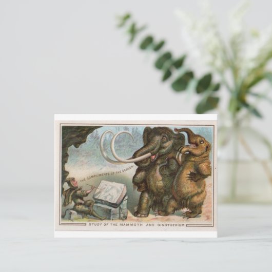 Weihnachtskarte Mammoth und Dinotherium Postkarte (Stehend Vorderseite)