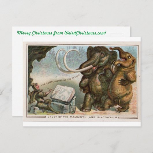 Weihnachtskarte Mammoth und Dinotherium Postkarte (Vorne/Hinten)