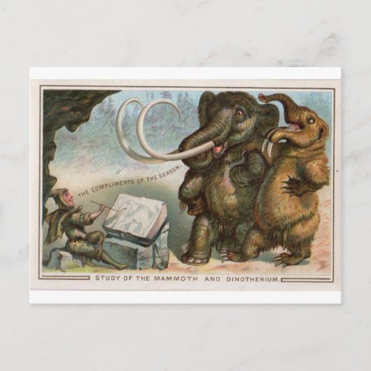 Weihnachtskarte Mammoth und Dinotherium Postkarte (Vorderseite)