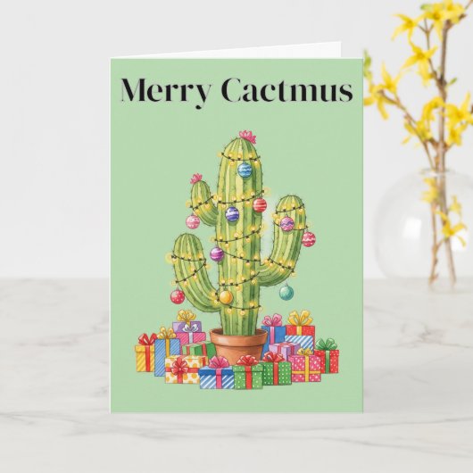 Weihnachtskarte - Merry Cactmus Karte (Gelbe Blume)