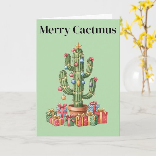 Weihnachtskarte - Merry Cactmus Karte (Gelbe Blume)