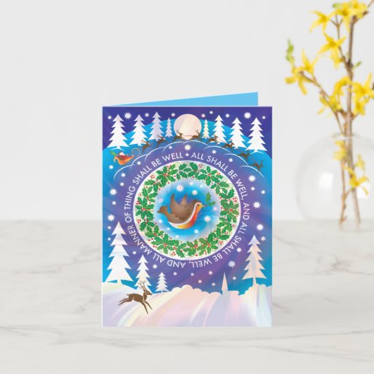 Weihnachtskarte mit "Alles wird gut sein" Zitat. Karte (Gelbe Blume)