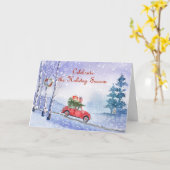 Weihnachtskarte mit Altwagen Karte (Gelbe Blume)