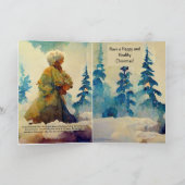 Weihnachtskarte mit Aquarell einer alten Frau im W Karte (Innenseite)