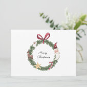 Weihnachtskarte mit Aquarellkranz Einladung (Stehend Vorderseite)