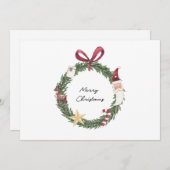 Weihnachtskarte mit Aquarellkranz Einladung (Vorne/Hinten)