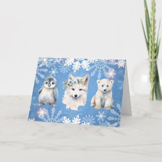 Weihnachtskarte mit arktischem Weiß gefaltet Feiertagskarte (Vorderseite)