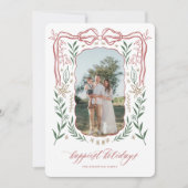 Weihnachtskarte mit Band Feiertagskarte (Vorderseite)