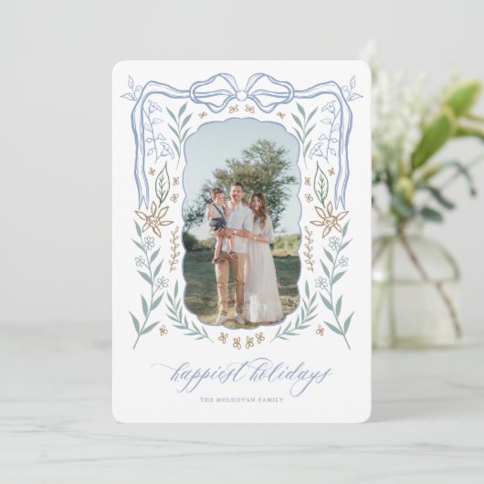 Weihnachtskarte mit Band Feiertagskarte (Stehend Vorderseite)