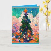 Weihnachtskarte mit Baum, Klimt-Stil, farbenfroh Karte (Gelbe Blume)