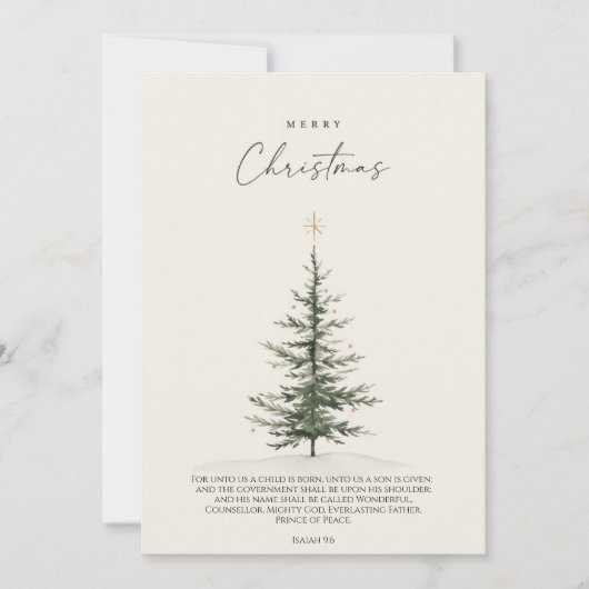Weihnachtskarte mit Baum und Bibelvers Dankeskarte (Vorderseite)