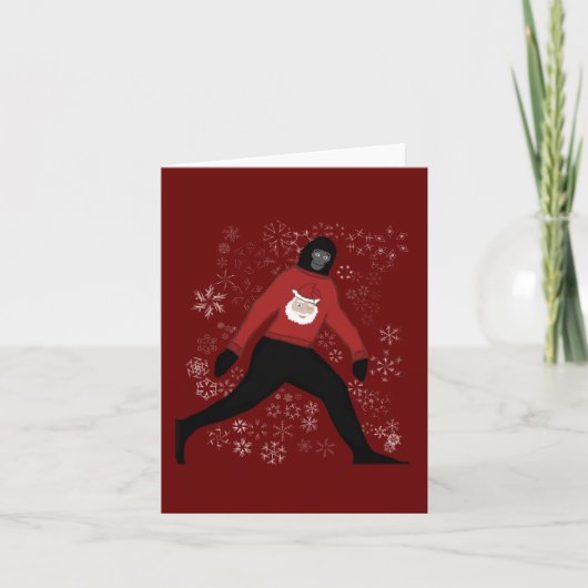 Weihnachtskarte mit Bigfoot und Santa Feiertagskarte (Vorderseite)