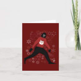 Weihnachtskarte mit Bigfoot und Santa Feiertagskarte