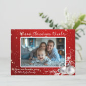 Weihnachtskarte mit blinkendem Rot und einem Foto (Stehend Vorderseite)