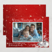 Weihnachtskarte mit blinkendem Rot und einem Foto (Vorne/Hinten)