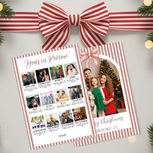 Weihnachtskarte mit Bogenfoto und roter Schleife z Feiertagskarte