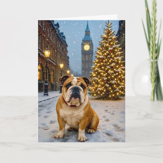 Weihnachtskarte mit Bulldogge Feiertagskarte (Vorderseite)