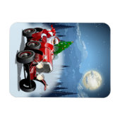 Weihnachtskarte mit Cartoon Retroauto & cool Santa Magnet (Horizontal)