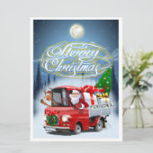 Weihnachtskarte mit Cartoon Santa`s LKW (Stehend Vorderseite)