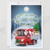 Weihnachtskarte mit Cartoon Santa`s LKW (Vorderseite)