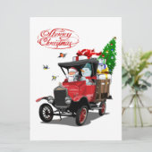 Weihnachtskarte mit Cartoon Santa`s LKW (Stehend Vorderseite)