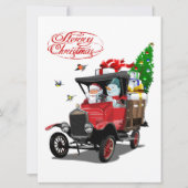 Weihnachtskarte mit Cartoon Santa`s LKW (Vorderseite)