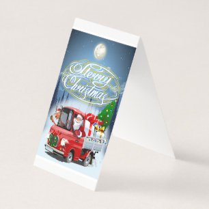 Weihnachtskarte mit Cartoon Santa`s LKW