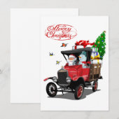 Weihnachtskarte mit Cartoon Santa`s LKW (Vorne/Hinten)
