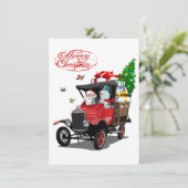 Weihnachtskarte mit Cartoon Santa`s LKW (Stehend Vorderseite)