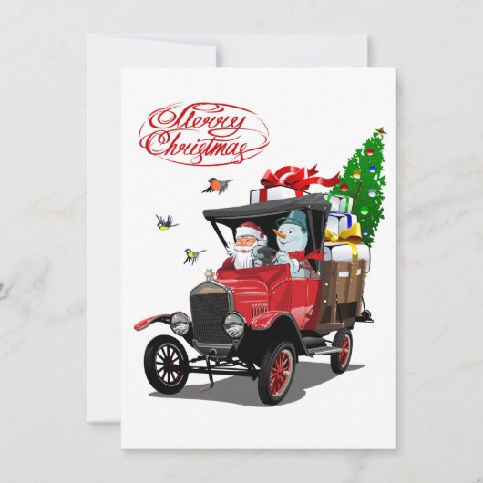 Weihnachtskarte mit Cartoon Santa`s LKW (Vorderseite)