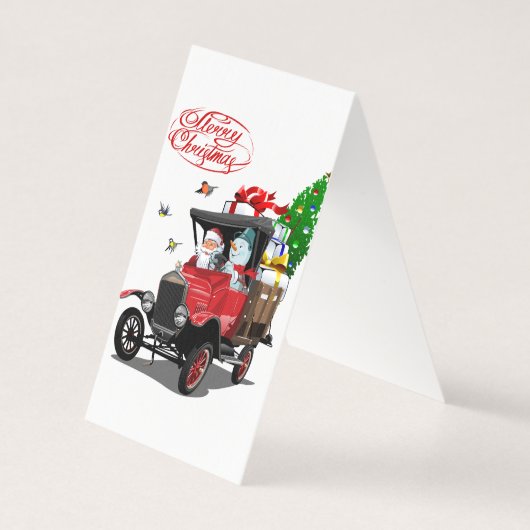 Weihnachtskarte mit Cartoon Santa`s LKW (Rückseite)