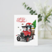 Weihnachtskarte mit Cartoon Santa`s LKW (Stehend Vorderseite)
