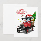 Weihnachtskarte mit Cartoon Santa`s LKW (Vorne/Hinten)