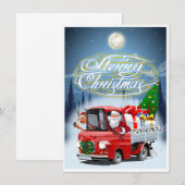 Weihnachtskarte mit Cartoon Santa`s LKW (Vorne/Hinten)