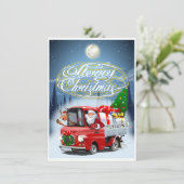 Weihnachtskarte mit Cartoon Santa`s LKW (Stehend Vorderseite)