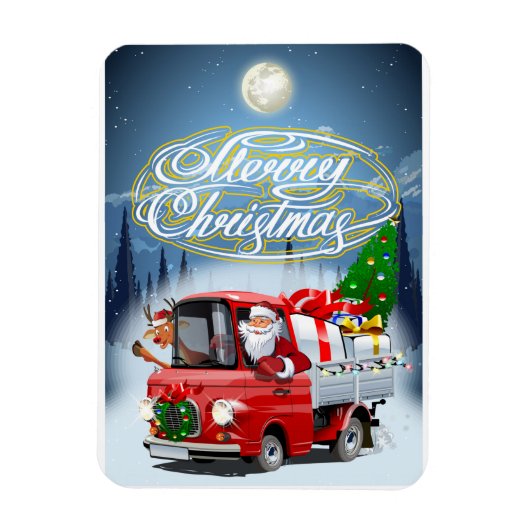 Weihnachtskarte mit Cartoon Santa`s LKW Magnet (Vertikal)