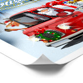 Weihnachtskarte mit Cartoon Santa`s LKW Poster (Ecke)