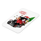 Weihnachtskarte mit Cartoon Santa und Hirsche Magnet (Linke Seite)