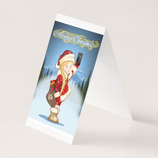 Weihnachtskarte mit Cartoon-Schneemädchen - Postbo (Rückseite)