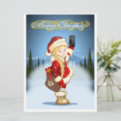 Weihnachtskarte mit Cartoon Snow Maiden - Postman (Stehend Vorderseite)