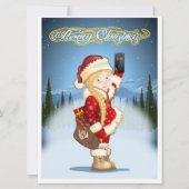 Weihnachtskarte mit Cartoon Snow Maiden - Postman (Vorderseite)