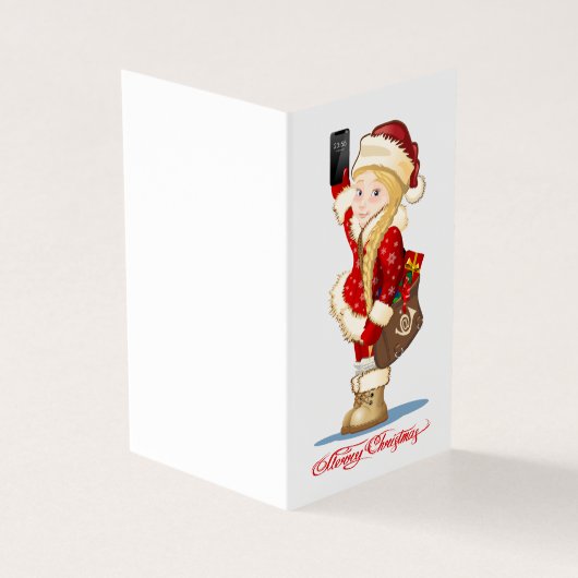 Weihnachtskarte mit Cartoon Snow Maiden - Postman (Vorderseite)
