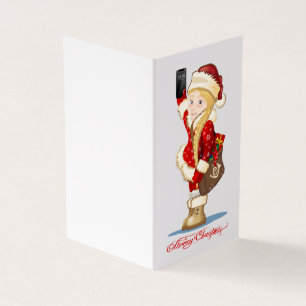 Weihnachtskarte mit Cartoon Snow Maiden - Postman
